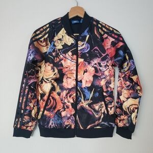 Adidas Originals Floral Rose Print Superstar Track Jacket Girls  size 11/12